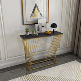 11.81" W Glam Console Accent Table Antique Finish Rectangle Console Sofa Table Clearhalo 'Console Tables' 'console_tables' 'Entry & Mudroom Furniture' 'furn' 'furn_console_tables' 'Furniture' 6367748