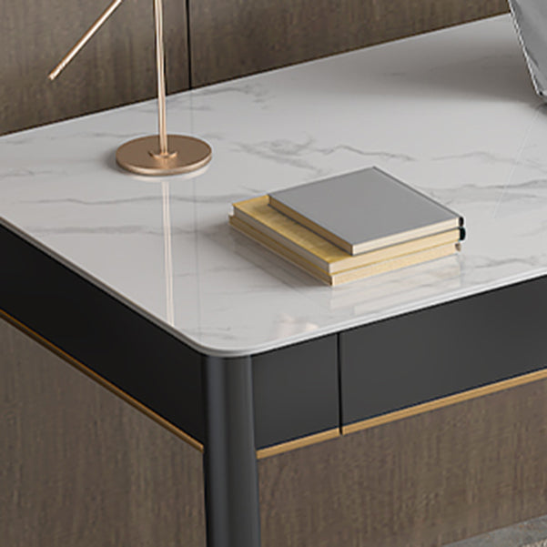 Glam Office Desk Antique Finish Curved Computer Desk with 2 Storage Drawers Clearhalo 'furn' 'furn_office_desk' 'Furniture' 'Office Desks' 'Office Furniture' 'office_desk' 6368802