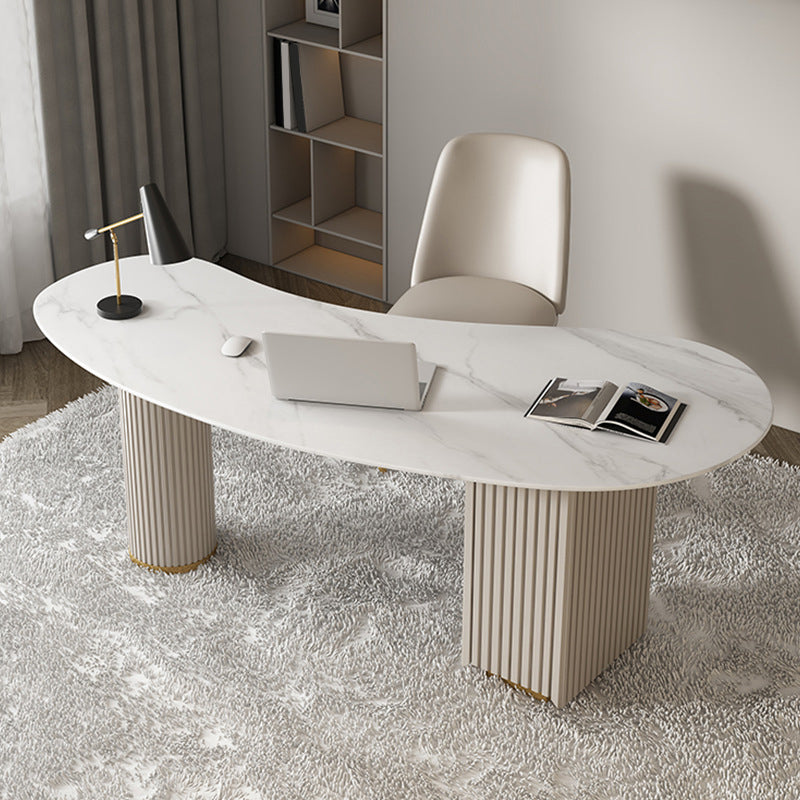 29.53" H Contemporary Office Desk White Secretary Desk with Drawers Clearhalo 'furn' 'furn_office_desk' 'Furniture' 'Office Desks' 'Office Furniture' 'office_desk' 6368820