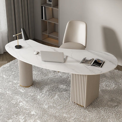 29.53" H Contemporary Office Desk White Secretary Desk with Drawers Clearhalo 'furn' 'furn_office_desk' 'Furniture' 'Office Desks' 'Office Furniture' 'office_desk' 6368820