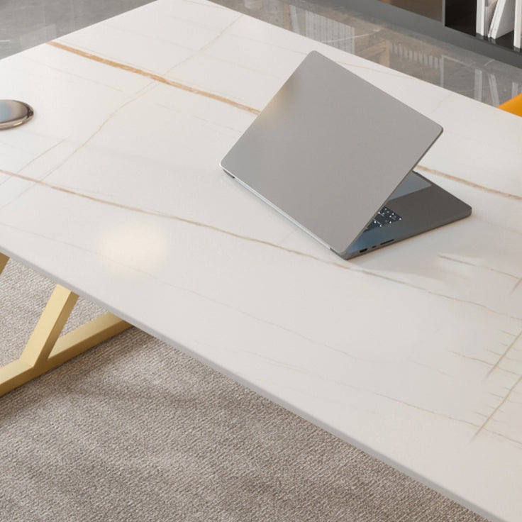 29.53 "H Glam Office Desk Antieke afwerking Rechthoekige computerbureau