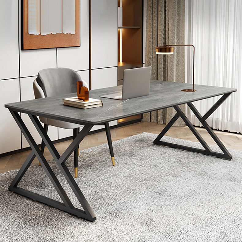 Contemporary Gaming Desk Rectangular Office Desk with Metal Legs 51.2"L x 27.6"W x 29.5"H Clearhalo 'furn' 'furn_office_desk' 'Furniture' 'Office Desks' 'Office Furniture' 'office_desk' 6368936