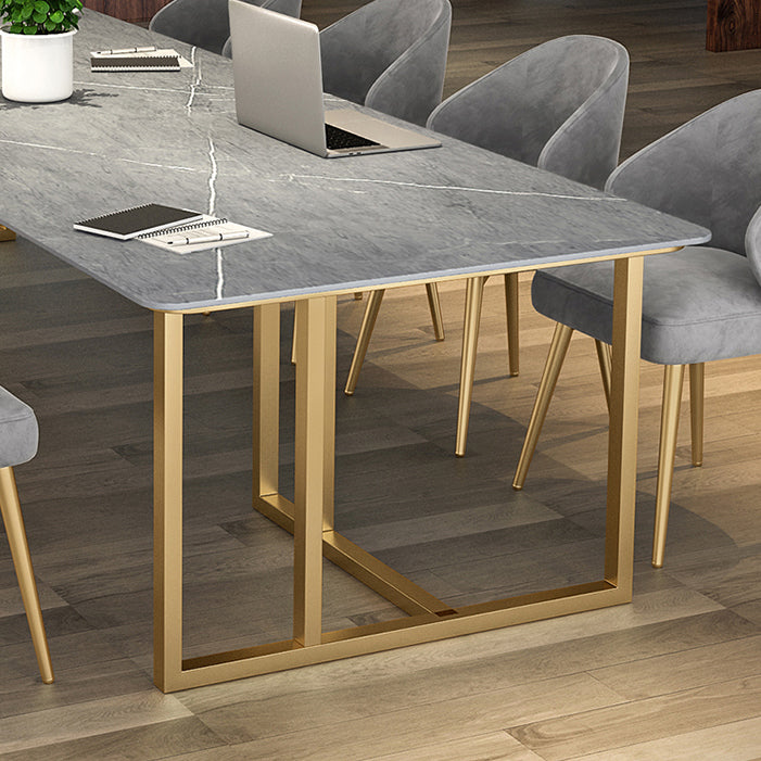 Bureau de bureau contemporain incurvé Bureau de traîneau gris avec des jambes en métal