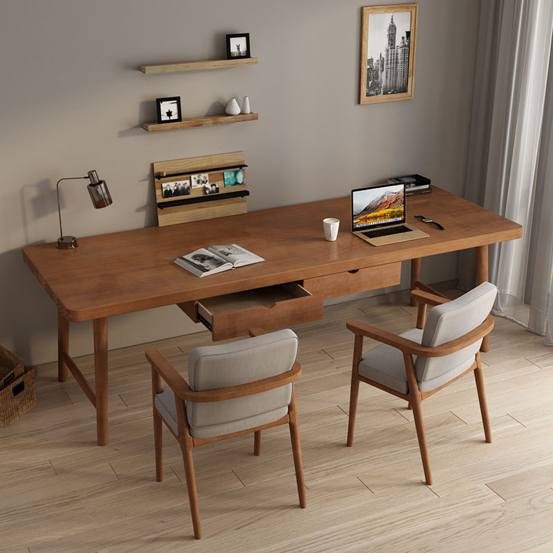 Contemporary Sled Office Desk Natural Solid Wood Writing Desk 78.7"L x 23.6"W x 29.5"H 2 Clearhalo 'furn' 'furn_office_desk' 'Furniture' 'Office Desks' 'Office Furniture' 'office_desk' 6369103