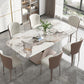 Glam Style Dinette Set for Dining Room 1/2/5/7 Pieces Glossy White Dining Table Set 7 Pieces: Table, 6 Chairs Clearhalo 'Dining Room Sets' 'Dining Tables & Seating' 'dining_room_set' 'furn' 'furn_dining_room_set' 'Furniture' 'Kitchen & Dining Furniture' 6369182