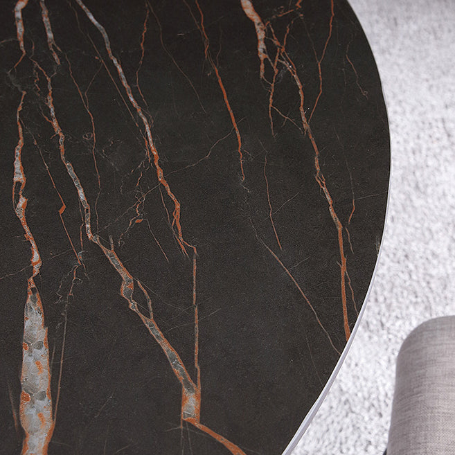 Metal Contemporary Dining Set 1/2/3 Pieces Black Stone Dining Table with Padded Chairs Clearhalo 'Dining Room Sets' 'Dining Tables & Seating' 'dining_room_set' 'furn' 'furn_dining_room_set' 'Furniture' 'Kitchen & Dining Furniture' 6369222