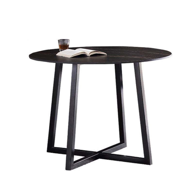 Metal Contemporary Dining Set 1/2/3 Pieces Black Stone Dining Table with Padded Chairs Black 39"L x 39"W Clearhalo 'Dining Room Sets' 'Dining Tables & Seating' 'dining_room_set' 'furn' 'furn_dining_room_set' 'Furniture' 'Kitchen & Dining Furniture' 6369223