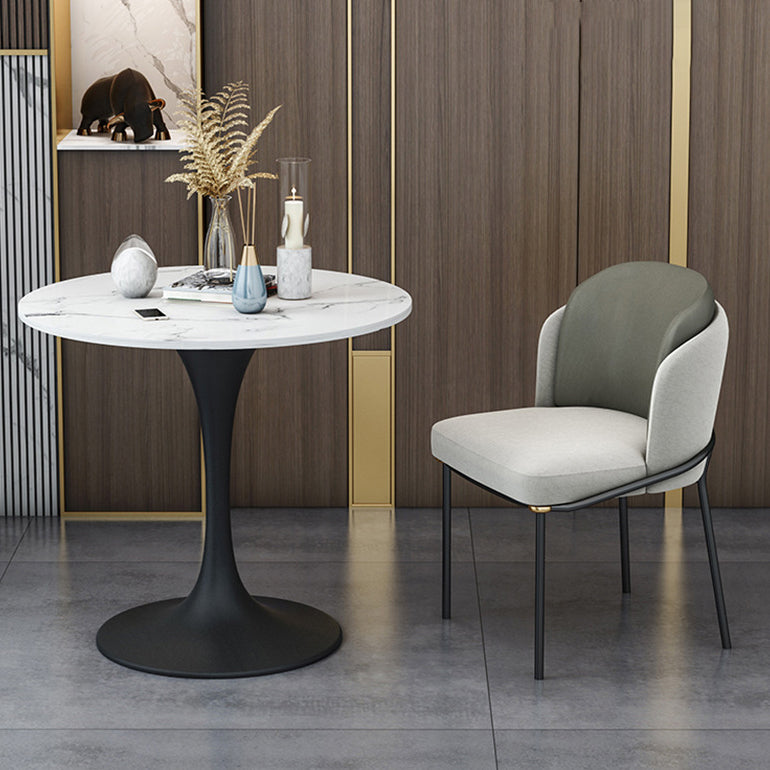 Ensemble de table à manger en marbre en faux marbre blanc 1/2/5 pièces