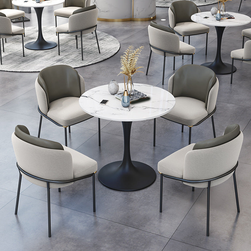 Ensemble de table à manger en marbre en faux marbre blanc 1/2/5 pièces