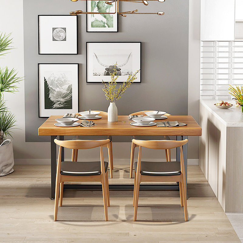 Rectangle Pine Wood Top Dining Table Set 1/5 Pieces Industrial Dinette Set for Home Clearhalo 'Dining Room Sets' 'Dining Tables & Seating' 'dining_room_set' 'furn' 'furn_dining_room_set' 'Furniture' 'Kitchen & Dining Furniture' 6369250