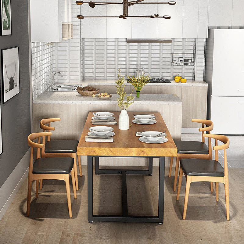 Rectangle Pine Wood Top Dining Table Set 1/5 Pieces Industrial Dinette Set for Home Clearhalo 'Dining Room Sets' 'Dining Tables & Seating' 'dining_room_set' 'furn' 'furn_dining_room_set' 'Furniture' 'Kitchen & Dining Furniture' 6369251