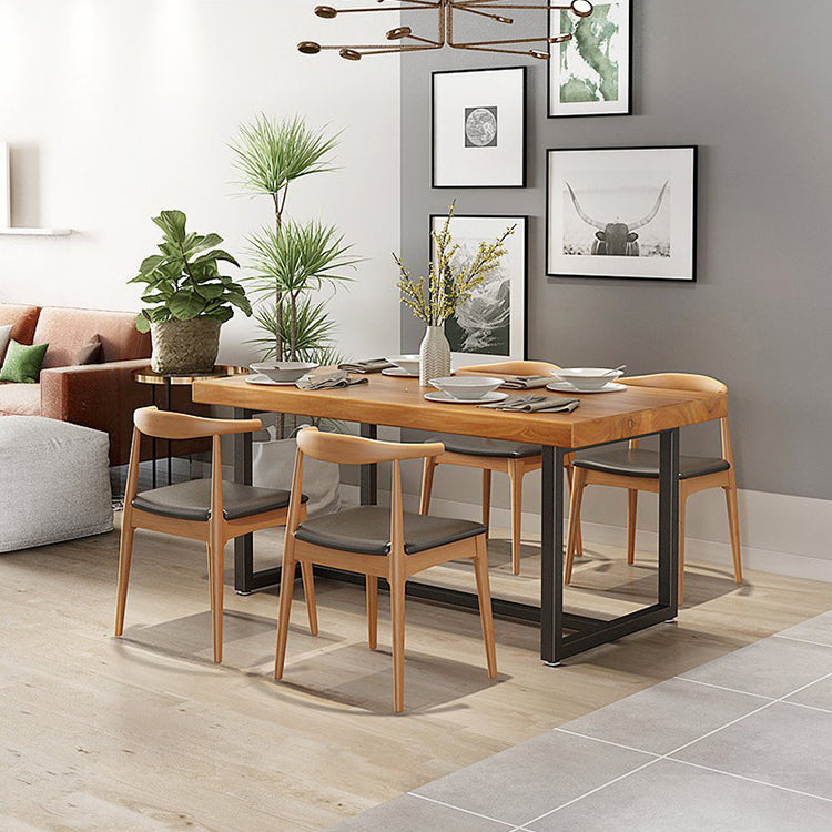 Rectangle Pine Wood Top Dining Table Set 1/5 Pieces Industrial Dinette Set for Home Clearhalo 'Dining Room Sets' 'Dining Tables & Seating' 'dining_room_set' 'furn' 'furn_dining_room_set' 'Furniture' 'Kitchen & Dining Furniture' 6369256
