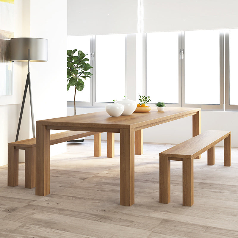 Modern 1/2/3/6/7 Pieces Dining Set Rectangle Wood Dining Table for Dining Room 3 Pieces: Table, 2 Benches Clearhalo 'Dining Room Sets' 'Dining Tables & Seating' 'dining_room_set' 'furn' 'furn_dining_room_set' 'Furniture' 'Kitchen & Dining Furniture' 6369436