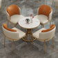 Glam Faux Marmor Dinette Set für Zuhause 1/4 Stücke glänzender weißer Esstisch Set