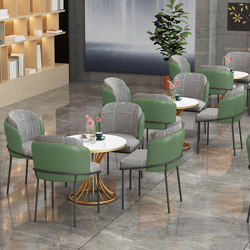 Glam Faux Marmor Dinette Set für Zuhause 1/4 Stücke glänzender weißer Esstisch Set