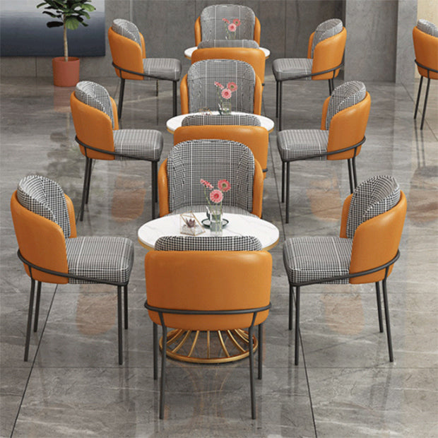 Glam Faux Marmor Dinette Set für Zuhause 1/4 Stücke glänzender weißer Esstisch Set