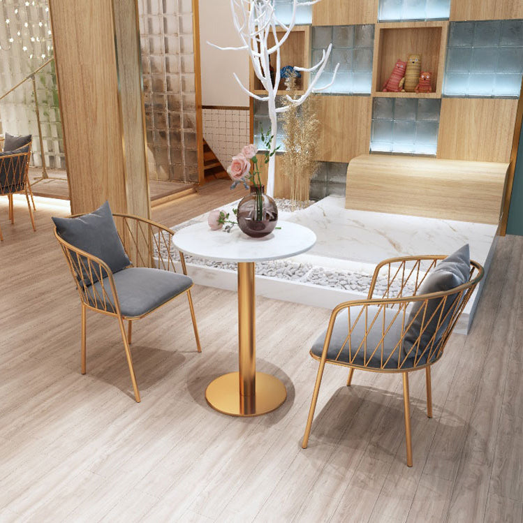 Glam Dinette Set para el hogar 1/2/3/5 piezas Mesa de comedor blanca con sillas de metal