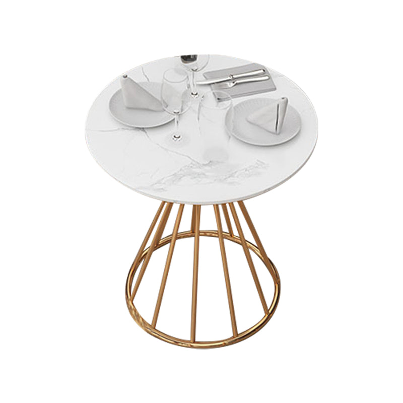 Glam Dinette Set para el hogar 1/2/3/5 piezas Mesa de comedor blanca con sillas de metal