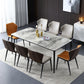 Modern Stone Dining Set 1/4/5/7 Pieces Rectangle Dining Table Set with Wingback Chairs