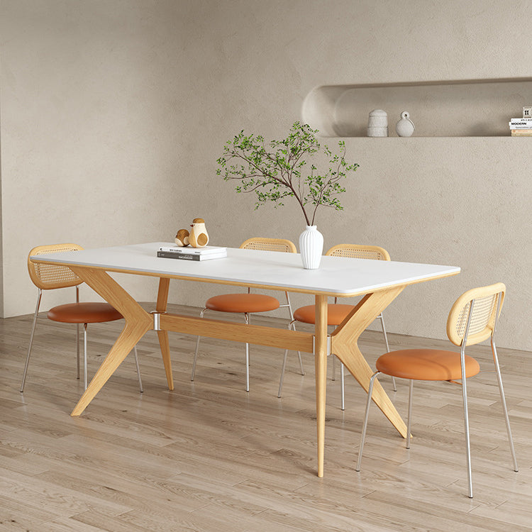 Steen top eettafel set met houten frame 1/4/5/7 stuks moderne dinette set voor thuis