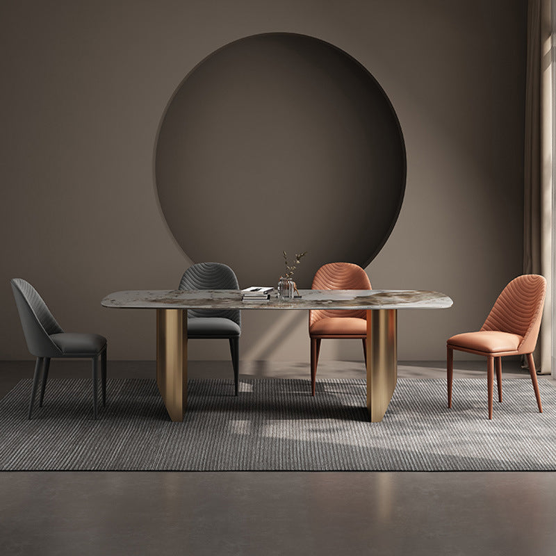 Juego de comedor contemporáneo 1/2/5/7 piezas Juego de mesa de comedor de piedra blanca brillante