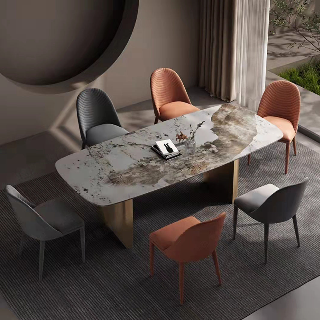 Juego de comedor contemporáneo 1/2/5/7 piezas Juego de mesa de comedor de piedra blanca brillante
