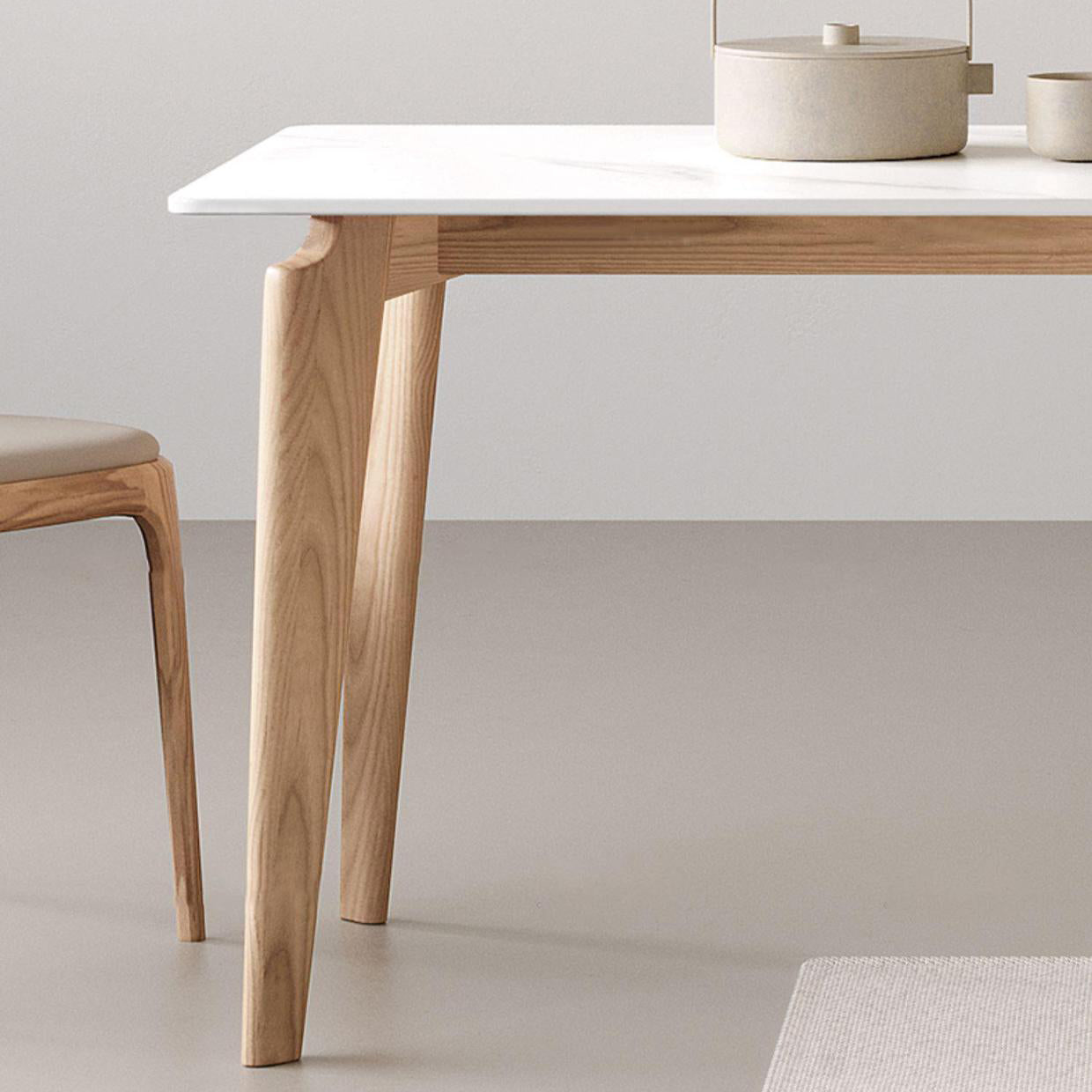 Ensemble de restauration en pierre moderne 1/2/3/4 Pieces Table à manger avec chaises en cuir