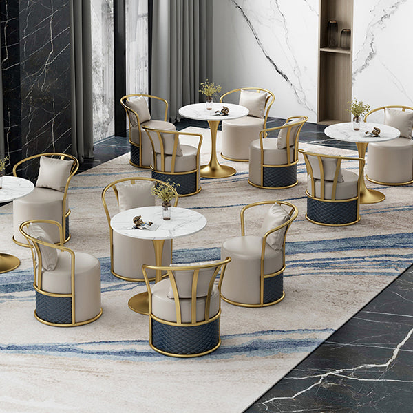 Juego de comedor glamoroso con sillas de cuero 1/4/5 piezas de mesa blanca brillante juego de mesa de comedor de piedra blanca