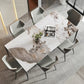 Modern Dining Table Set 1/5/7 Pcs Stone Dining Table with Wingback Chairs