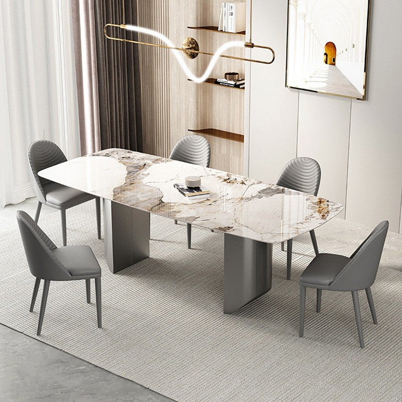 Glam Style Dinette Set for Home 1/2/3/5/6 Pieces Glossy White Dining Table Set 6 Pieces: Table, 5 Chairs Clearhalo 'Dining Room Sets' 'Dining Tables & Seating' 'dining_room_set' 'furn' 'furn_dining_room_set' 'Furniture' 'Kitchen & Dining Furniture' 6369925