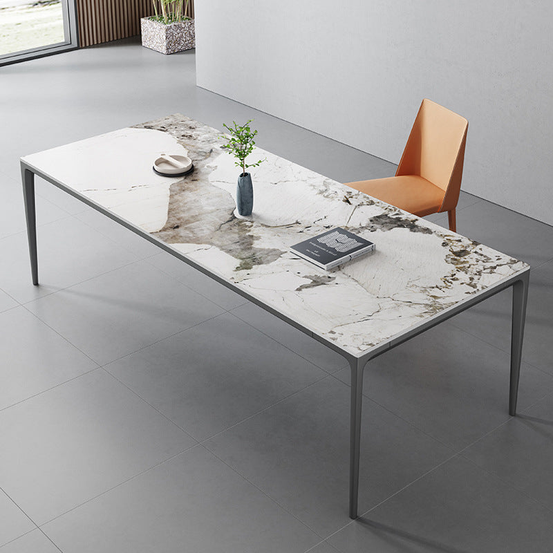 Polished Finish Stone Top Dining Table Set 1/2/4/5/7 Pieces Modern Dinette Set