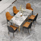 Glam Dining Table Set 1/2/7 Pcs Sintered Stone Dining Table and Upholstered Chairs 7 Pieces: Grey Table, 6 Chairs Clearhalo 'Dining Room Sets' 'Dining Tables & Seating' 'dining_room_set' 'furn' 'furn_dining_room_set' 'Furniture' 'Kitchen & Dining Furniture' 6369959