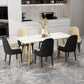 Glam Dining Table Set 1/2/7 Pcs Sintered Stone Dining Table and Upholstered Chairs 7 Pieces: White Table, 6 Chairs Clearhalo 'Dining Room Sets' 'Dining Tables & Seating' 'dining_room_set' 'furn' 'furn_dining_room_set' 'Furniture' 'Kitchen & Dining Furniture' 6369961