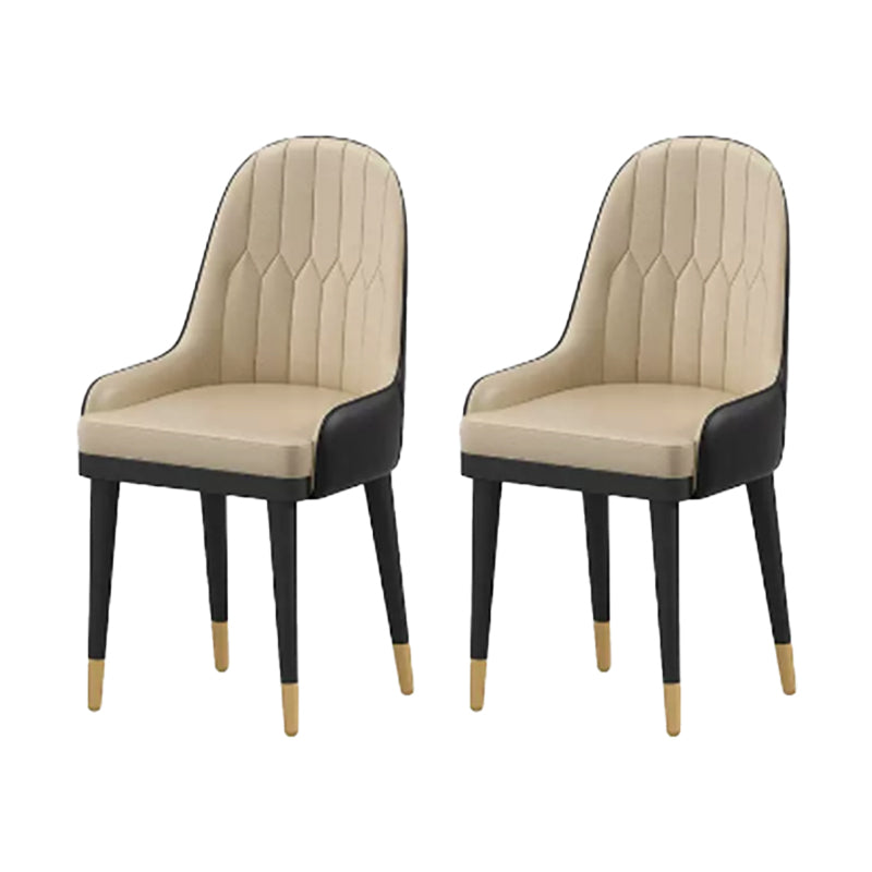 Glam Dining Table Set 1/2/7 Pcs Sintered Stone Dining Table and Upholstered Chairs 2 Beige Chairs Clearhalo 'Dining Room Sets' 'Dining Tables & Seating' 'dining_room_set' 'furn' 'furn_dining_room_set' 'Furniture' 'Kitchen & Dining Furniture' 6369962