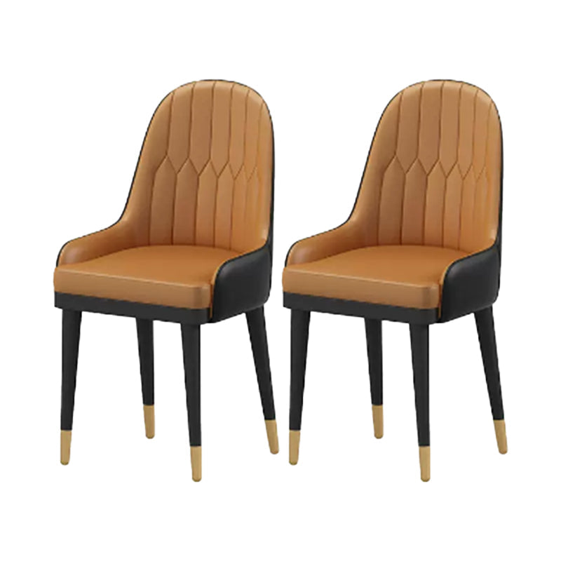 Glam Dining Table Set 1/2/7 Pcs Sintered Stone Dining Table and Upholstered Chairs 2 Orange Chairs Clearhalo 'Dining Room Sets' 'Dining Tables & Seating' 'dining_room_set' 'furn' 'furn_dining_room_set' 'Furniture' 'Kitchen & Dining Furniture' 6369963