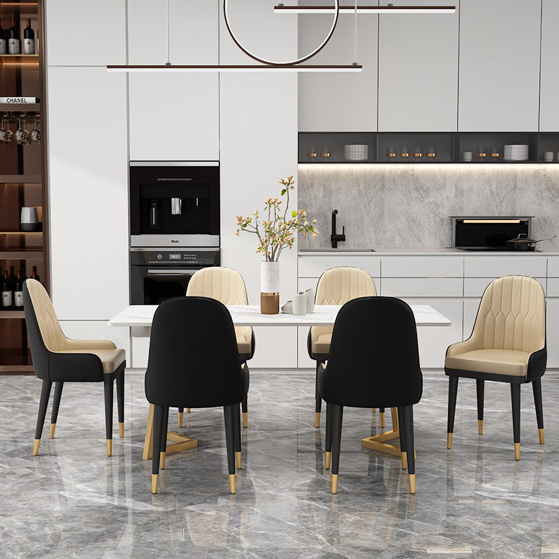 Glam Dining Table Set 1/2/7 Pcs Sintered Stone Dining Table and Upholstered Chairs Clearhalo 'Dining Room Sets' 'Dining Tables & Seating' 'dining_room_set' 'furn' 'furn_dining_room_set' 'Furniture' 'Kitchen & Dining Furniture' 6369964
