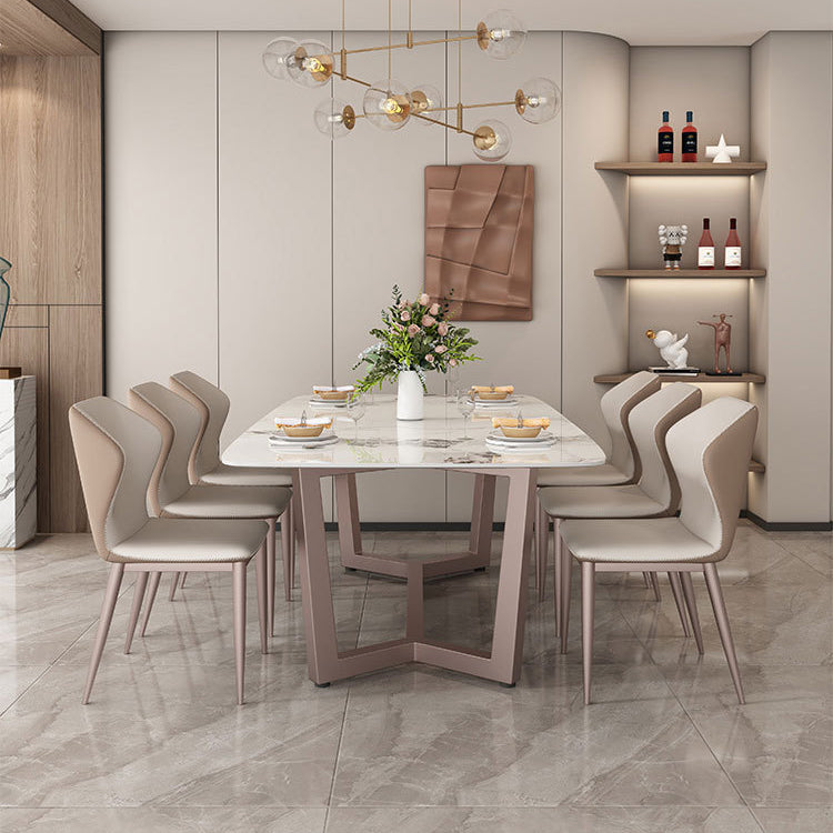 High Gloss White Dining Table Set 1/2/6/7 Pieces Glam Dinette Set with Padded Chairs