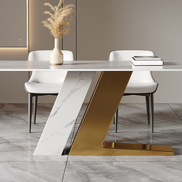 Sintered Stone Dining Set 1/4/5/7 Pcs White Rectangle Dining Table and Armless Chairs Clearhalo 'Dining Room Sets' 'Dining Tables & Seating' 'dining_room_set' 'furn' 'furn_dining_room_set' 'Furniture' 'Kitchen & Dining Furniture' 6370028