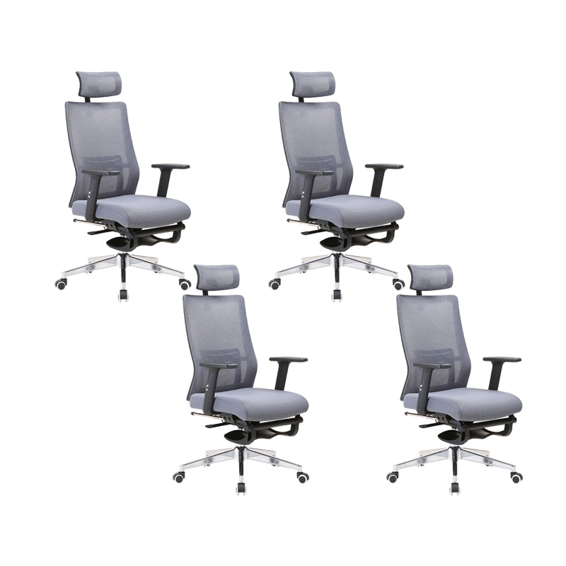 Modern Desk Chair Mesh Computer Chair Conference Chair in Gray 4 Piece Set Clearhalo 'furn' 'furn_office_chair' 'Furniture' 'Office Chairs' 'Office Furniture' 'office_chair' 6370052