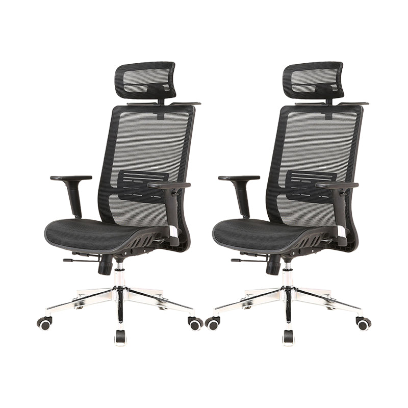 Modern Desk Chair Mesh Computer Chair Conference Chair in Black 2 Piece Set Clearhalo 'furn' 'furn_office_chair' 'Furniture' 'Office Chairs' 'Office Furniture' 'office_chair' 6370066