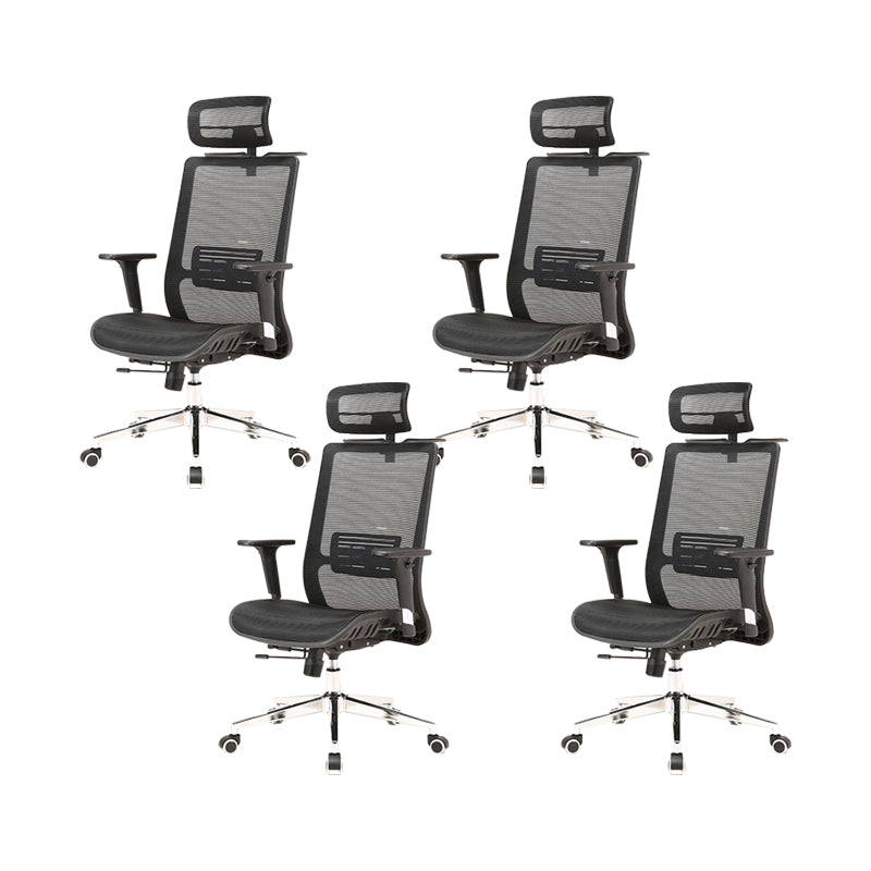 Modern Desk Chair Mesh Computer Chair Conference Chair in Black 4 Piece Set Clearhalo 'furn' 'furn_office_chair' 'Furniture' 'Office Chairs' 'Office Furniture' 'office_chair' 6370068