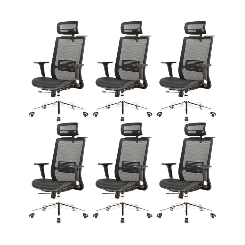 Modern Desk Chair Mesh Computer Chair Conference Chair in Black 6 Piece Set Clearhalo 'furn' 'furn_office_chair' 'Furniture' 'Office Chairs' 'Office Furniture' 'office_chair' 6370070