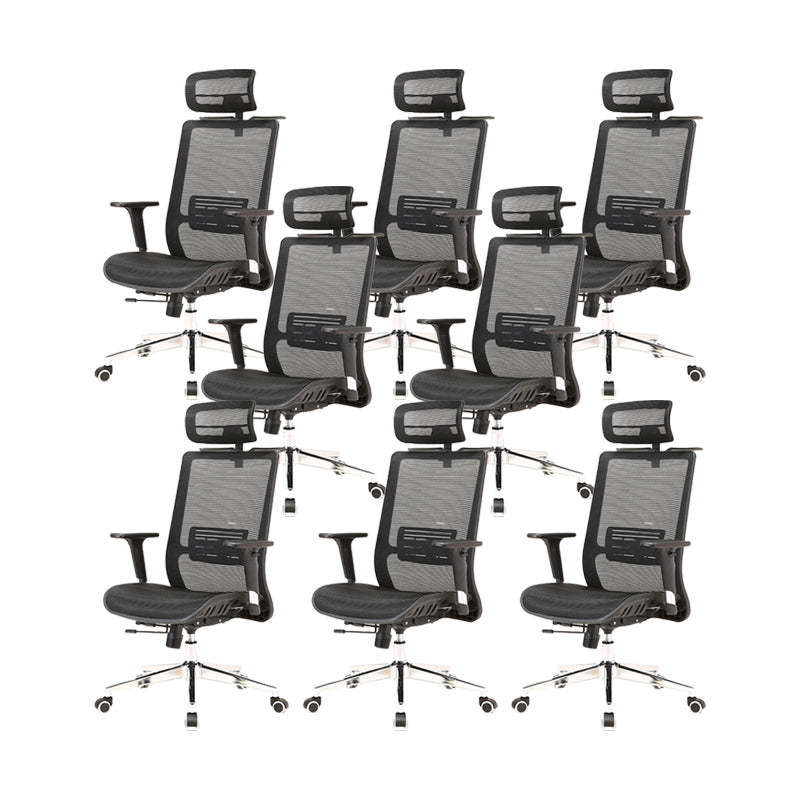 Modern Desk Chair Mesh Computer Chair Conference Chair in Black 8 Piece Set Clearhalo 'furn' 'furn_office_chair' 'Furniture' 'Office Chairs' 'Office Furniture' 'office_chair' 6370072