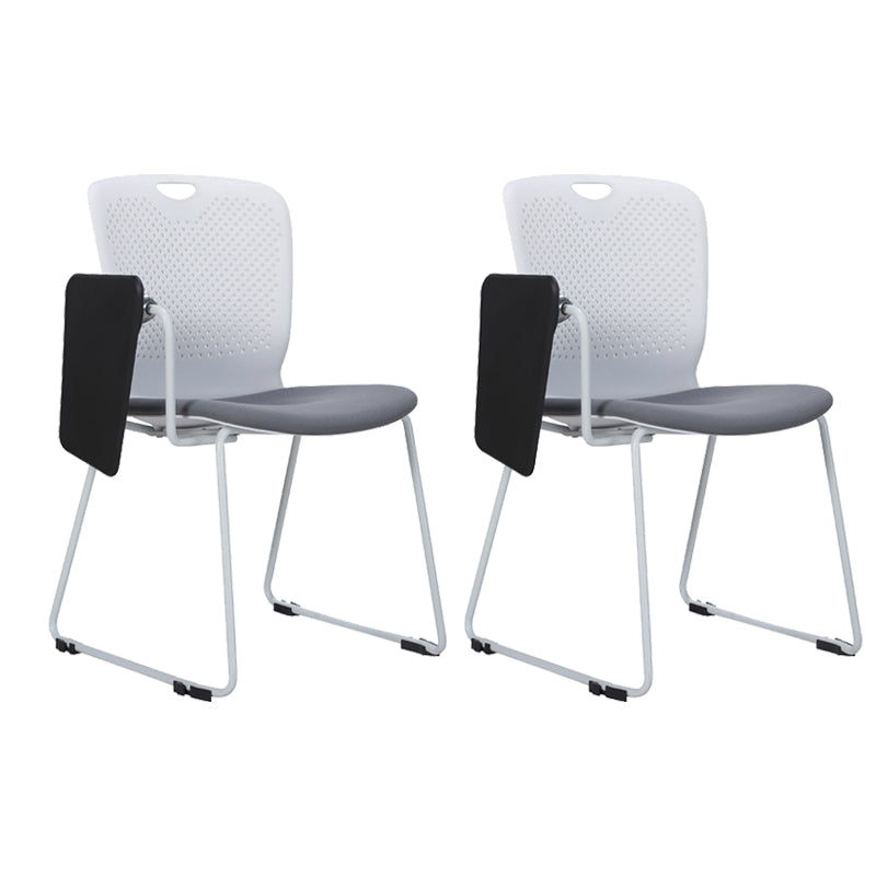Contemporary Armless Office Chair Plastic Mid Back No Wheels Conference Chair With Writing Pad 2 Piece Set Clearhalo 'furn' 'furn_office_chair' 'Furniture' 'Office Chairs' 'Office Furniture' 'office_chair' 6370109
