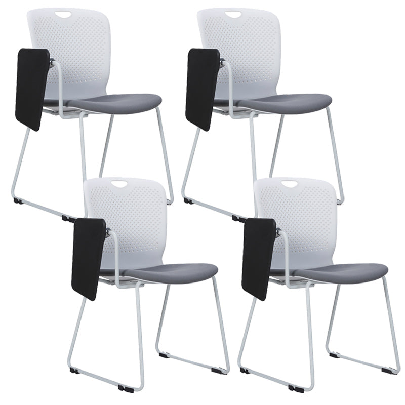 Contemporary Armless Office Chair Plastic Mid Back No Wheels Conference Chair With Writing Pad 4 Piece Set Clearhalo 'furn' 'furn_office_chair' 'Furniture' 'Office Chairs' 'Office Furniture' 'office_chair' 6370110