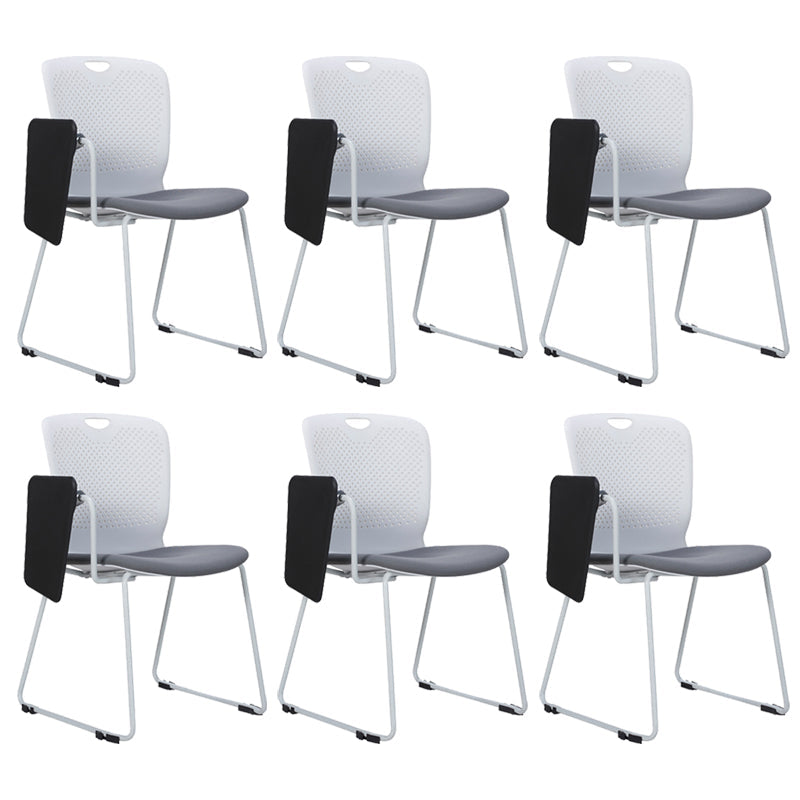 Contemporary Armless Office Chair Plastic Mid Back No Wheels Conference Chair With Writing Pad 6 Piece Set Clearhalo 'furn' 'furn_office_chair' 'Furniture' 'Office Chairs' 'Office Furniture' 'office_chair' 6370111