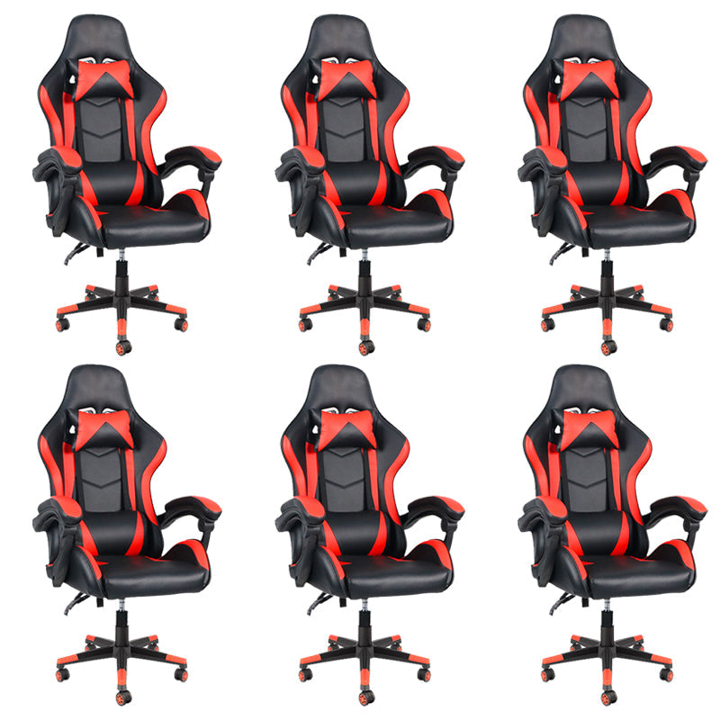 Sedia da scrivania moderna Sedia da gioco ergonomica in pelle Sedia con schienale alto con ruote