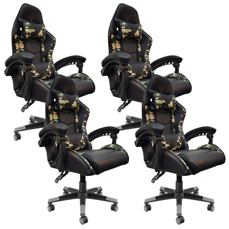 Sedia da scrivania moderna Sedia da gioco ergonomica in pelle Sedia con schienale alto con ruote
