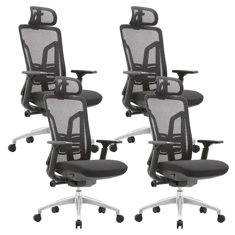Ergonomic Adjustable Mesh Office Chair Adjustable Arms Swivel Chair Black 4 Piece Set Clearhalo 'furn' 'furn_office_chair' 'Furniture' 'Office Chairs' 'Office Furniture' 'office_chair' 6370134