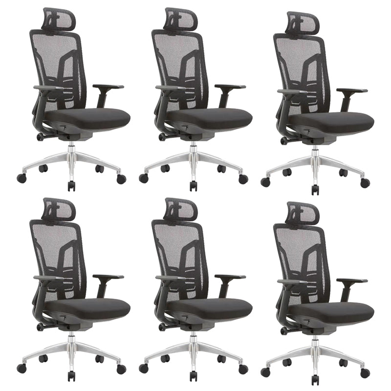 Ergonomic Adjustable Mesh Office Chair Adjustable Arms Swivel Chair Black 6 Piece Set Clearhalo 'furn' 'furn_office_chair' 'Furniture' 'Office Chairs' 'Office Furniture' 'office_chair' 6370136